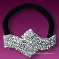 fashion metal silver plated crystal small elastic hair bands